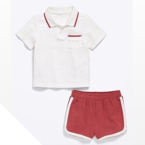 Textured-Knit Collared Pocket Shirt and Shorts Set for Baby Size 6-12M